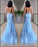 Sky Blue Halter Mermaid Prom Dress