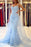 Sky Blue Lace Mermaid Prom Dress