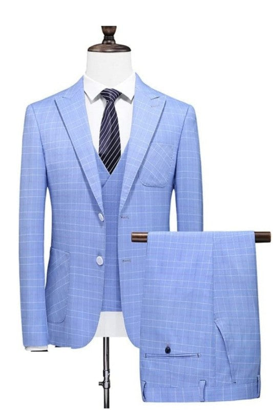 Aldrich Newest Sky Blue Three Pieces Singel Breasted Business Suits