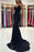 Sleek Black Charmeuse Mermaid Prom Gown with Spaghetti Straps