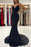 Sleek Black Charmeuse Mermaid Prom Gown with Spaghetti Straps