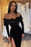 Sleek Black Mermaid Prom Gown with Elegant Half-Sleeves and Stylish Slit