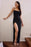 Sleek Black Mermaid Prom Gown with Elegant Spaghetti Straps and Daring Leg Split