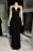 Sleeveless Black V Neck Mermaid Prom Dress Sequins Strapless