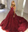 Sleeveless Burgundy Sequins Evening Dress