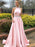 Sleeveless Halter Sweep/Brush A-line Train With Beading Satin Dresses - Prom Dresses