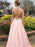 Sleeveless Halter Sweep/Brush A-line Train With Beading Satin Dresses - Prom Dresses
