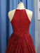 Sleeveless Jewel Sweep/Brush A-line Train With Ruffles Sequins Dresses - Prom Dresses