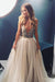 Neckline Sleeveless Long Prom with Beads A Line Tulle Wedding Dress - Prom Dresses