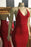 Sleeveless Red Mermaid Prom Dress with Sequins