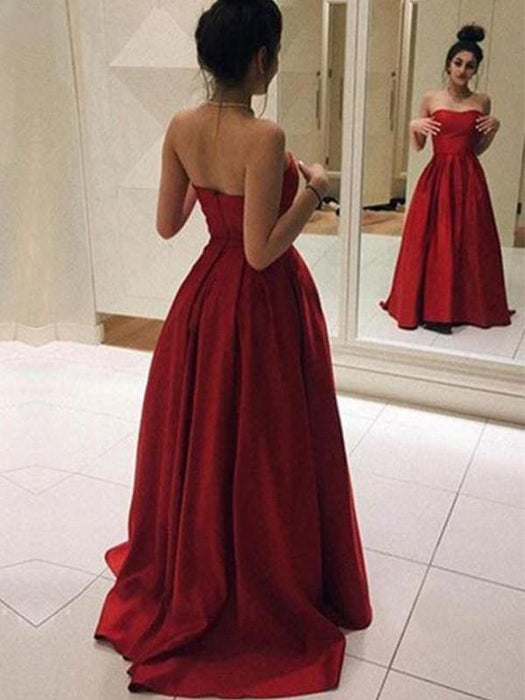 Sleeveless Strapless Sweep/Brush Train With Ruffles Stain Dresses - Prom Dresses