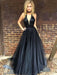 Sleeveless V-Neck Floor-Length A-line With Ruffles Tulle Dresses - Prom Dresses