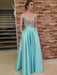 Sleeveless V-Neck Floor-Length A-line With Beading Satin Dresses - Prom Dresses