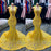 Sleeveless Yellow Sequins Mermaid Prom Dress