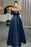 Spaghetti-Strap Off-the-Shoulder A-Line Lace-Up Back Long Evening Dress