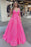 Spaghetti Strap Rose Red Prom Dress with Sleeveless Ball Gown