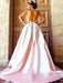 Spaghetti Straps Sweep/Brush Train With Applique Satin Dresses - Prom Dresses