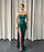 Spaghetti-Straps Dark Green Mermaid Sweetheart Prom Dress with Split Online