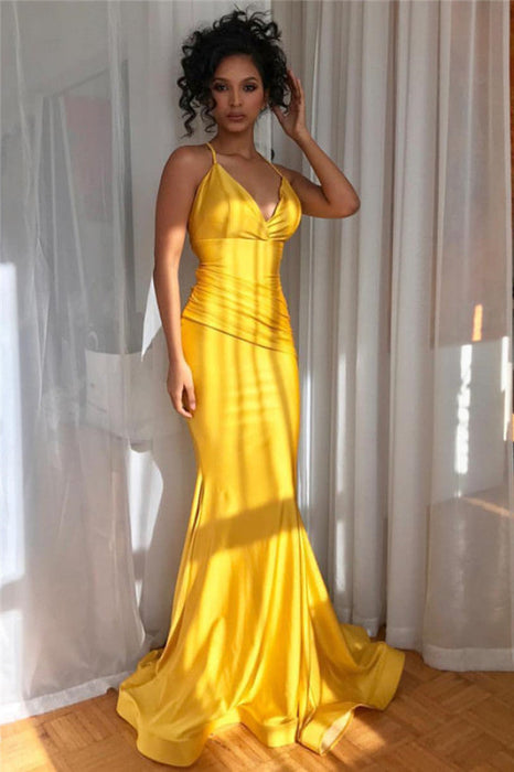 Spaghetti-Straps Mermaid Long Evening Gown