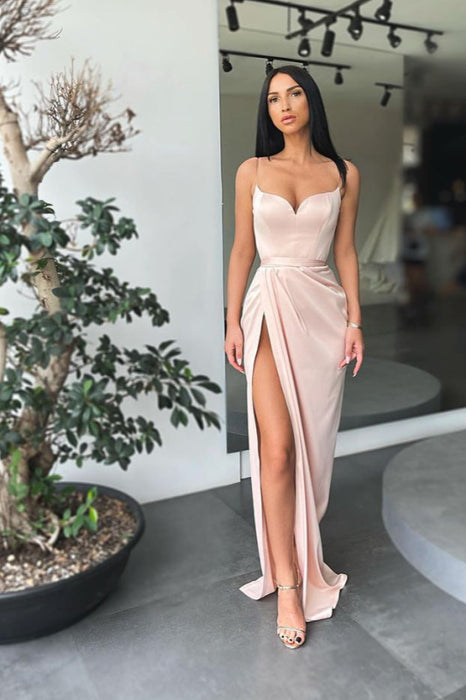 Spaghetti-Straps Mermaid Prom Dress Split