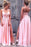 Spaghetti-Straps Pink Prom Dress with Slit