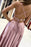 Spaghetti-Straps Pink Prom Dress with Slit