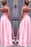 Spaghetti-Straps Pink Prom Dress with Slit