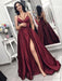 Spaghetti Straps Sweep/Brush Train With Ruffles Satin Dresses - Prom Dresses