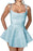 Spaghetti Straps Satin Mini Party Dress Jacquard Homecoming Dress Sleeveless - Prom Dresses