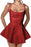 Spaghetti Straps Satin Mini Party Dress Jacquard Homecoming Dress Sleeveless - Prom Dresses