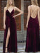 Spaghetti Straps Sleeveless Floor-Length With Ruffles Velvet Dresses - Prom Dresses