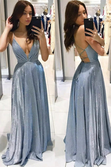 Spaghetti-Straps Sleeveless Prom Dress with String Back