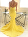 Spaghetti Straps Sweep/Brush Train With Ruffles Satin Dresses - Prom Dresses