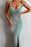 Spaghetti-Straps V-Neck Long Sequined Mermaid Prom Dress with Split