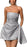 Sparkle Strapless Mini Party Dress Backless Satin Jacquard Homecoming Dress - Prom Dresses