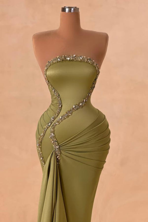 Strapless sleeveless Empire Beading Mermaid Prom Dress