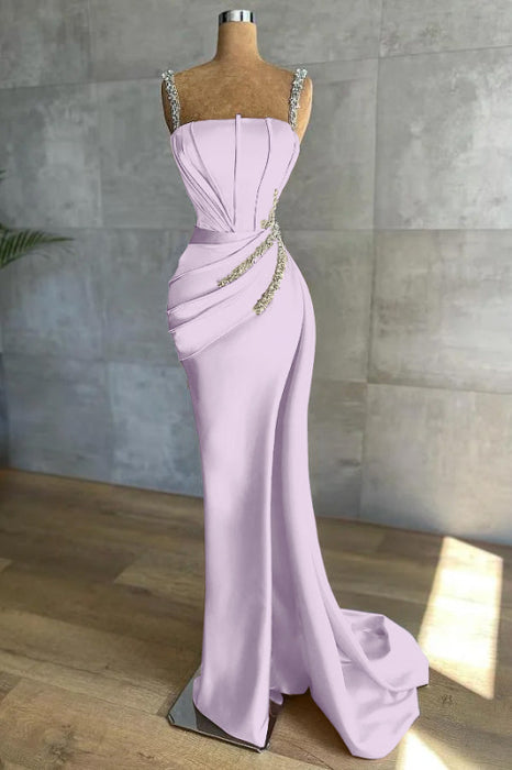 Straps Mermaid Appliques Bead Prom Dress