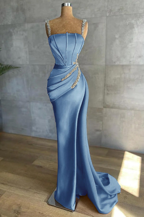 Straps Mermaid Appliques Bead Prom Dress