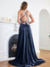 Stunning Spaghetti Straps Satin Floor Length Dress with Side Slit-koscy