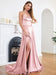 Stunning Spaghetti Straps Satin Floor Length Dress with Side Slit-koscy