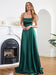 Stunning Spaghetti Straps Satin Floor Length Dress with Side Slit-koscy