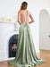 Stunning Spaghetti Straps Satin Floor Length Dress with Side Slit-koscy