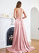 Stunning Spaghetti Straps Satin Floor Length Dress with Side Slit-koscy