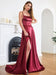 Stunning Spaghetti Straps Satin Floor Length Dress with Side Slit-koscy