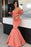 Stunning Coral Mermaid Prom Gown with Off-the-Shoulder Style