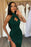 Stunning Green Halter Mermaid Long Prom Dress with Split