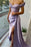 Stunning Lilac Off-the-Shoulder Evening Dress with Long Ruffle and Split