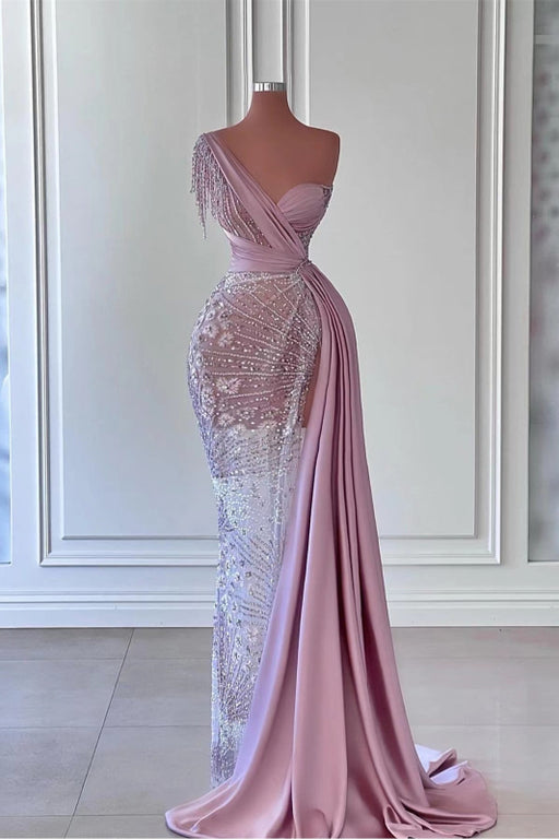 Stunning Mermaid Prom Dress with One Shoulder and Bead Embellishments