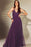 Stunning Purple V-Neck Evening Gown with Spaghetti Straps