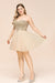 Stunning Strapless Chiffon Short Homecoming Dress Gold Appliques Mini Party Wear Dress For Girls - Nude Pink / US 2 - Prom Dresses